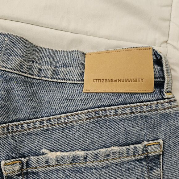 Citizens Of Humanity Shorts Womens 26 Blue Annabelle Long High-Rise Raw Hem Boho - Picture 6 of 10